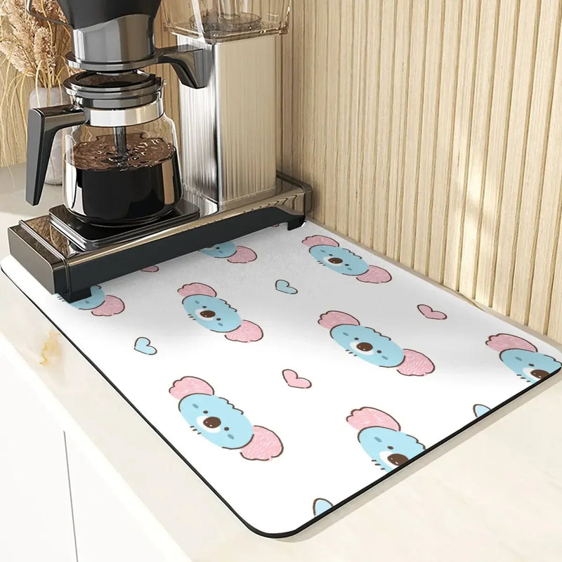 Axyaa Non-Slip Absorbent Kitchen Counter Mat - Cute Animal Design Mats