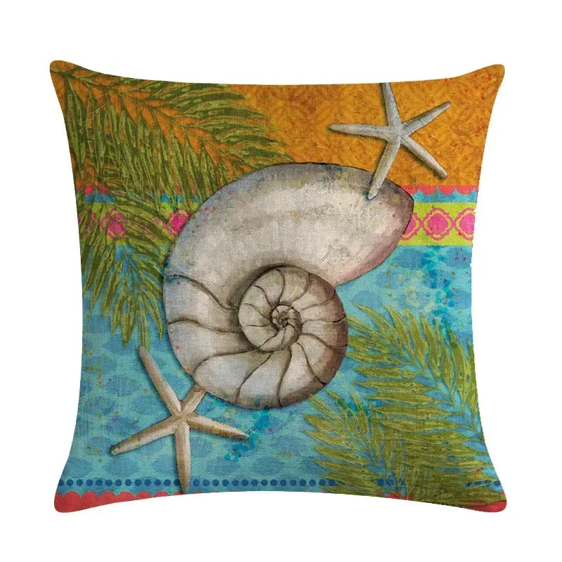 Axyaa Starfish Conch Linen Pillowcase 45*45cm