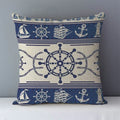 Navy Blue Mediterranean Print Linen Cushion Cover by Axyaa - 45x45cm