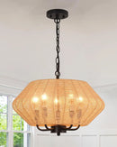 Axyaa 5-Light Rattan Chandelier for Kitchen Bedroom Living Room.
