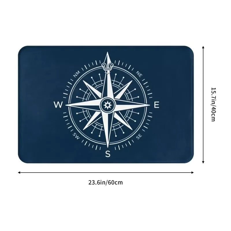 Axyaa Nautical Compass Anchor Rudder Printed Small Non-slip Doormat