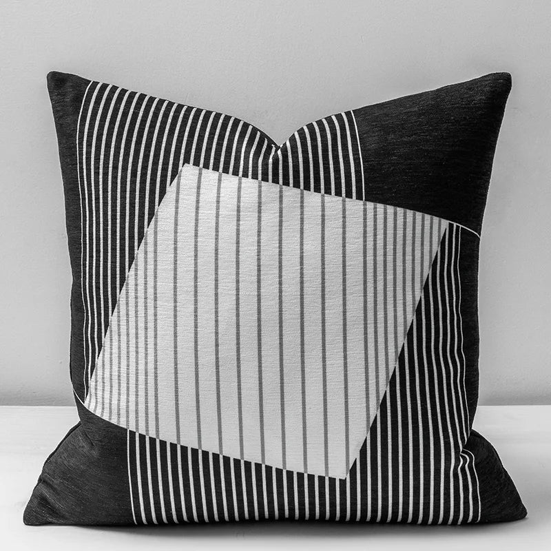 Soft Chenille Geometric Cushion Cover 45x45 for Neutral Home Decor - Axyaa