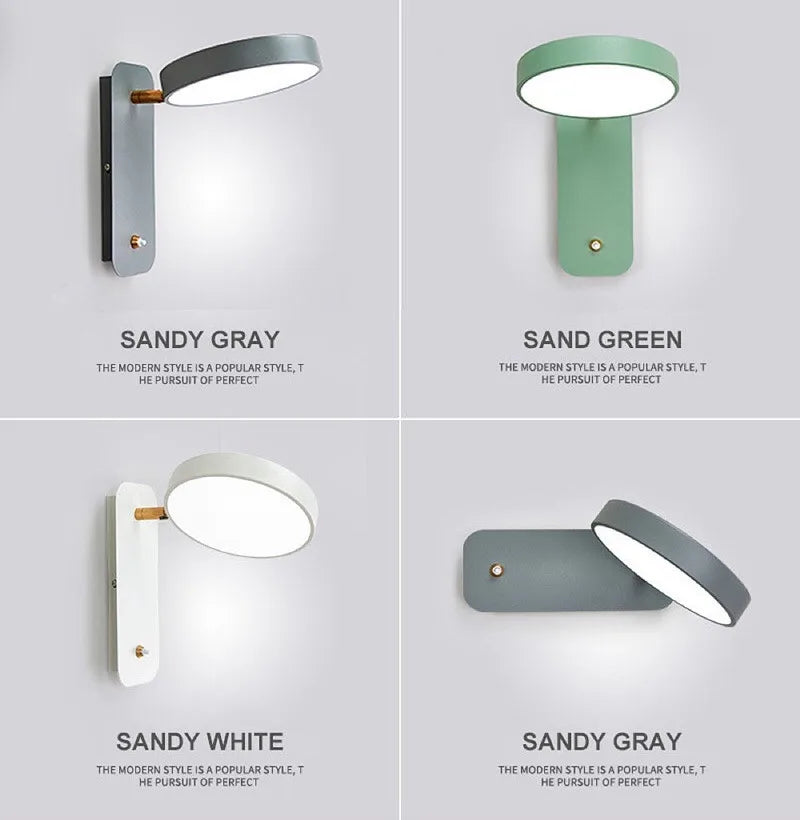 Axyaa Nordic Macaron Rotatable Wall Sconce Switch Modern Bedroom Aisle Wall Lamps