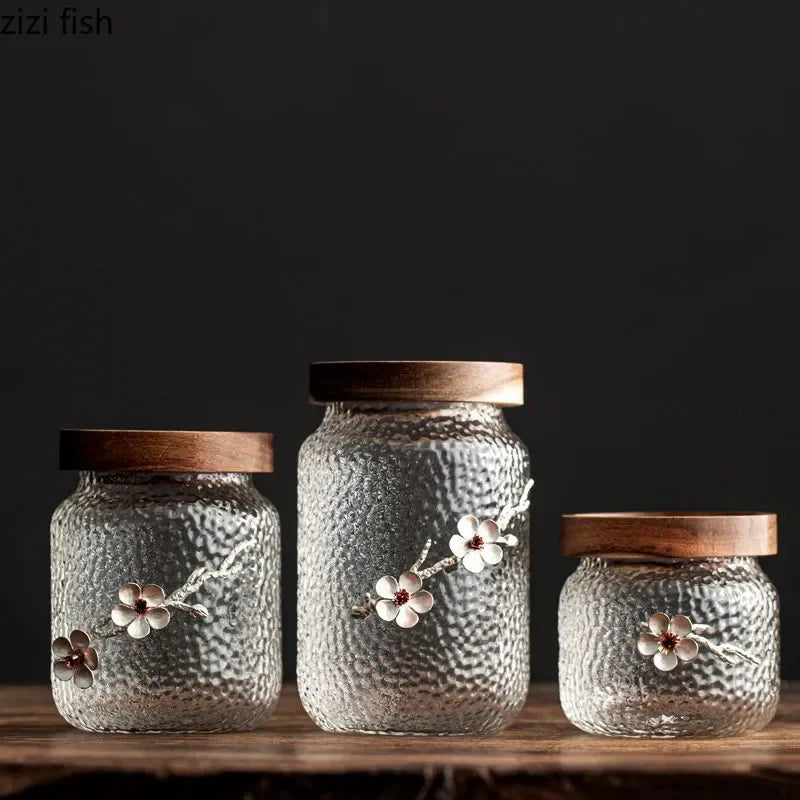 Glass Plum Blossom Candy Jar by Axya: Creative Tea & Dried Fruit Storage Container