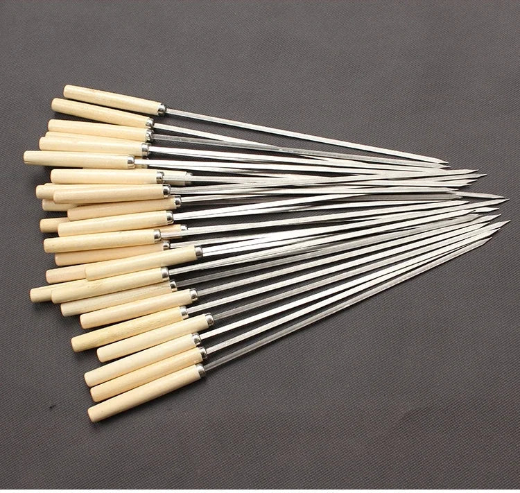 Axya Stainless Steel Barbecue Skewers with Wooden Handle