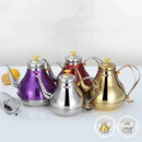 Axya Golden Teapot with Strainer: European Style Stainless Steel Coffee Pot