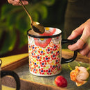 Axyaa Hand-Painted Ceramic Coffee Mug for Home and Office, Flowers Design