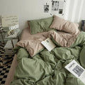Axyaa Double Washed Cotton Bedding 4pc Set - High Quality Solid Color Premium Bed Linen
