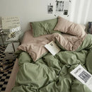 Axyaa Double Washed Cotton Bedding 4pc Set - High Quality Solid Color Premium Bed Linen
