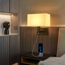 Axyaa Modern Wall Sconce with USB Quick Charger and Switch, 3 Color Lampshade