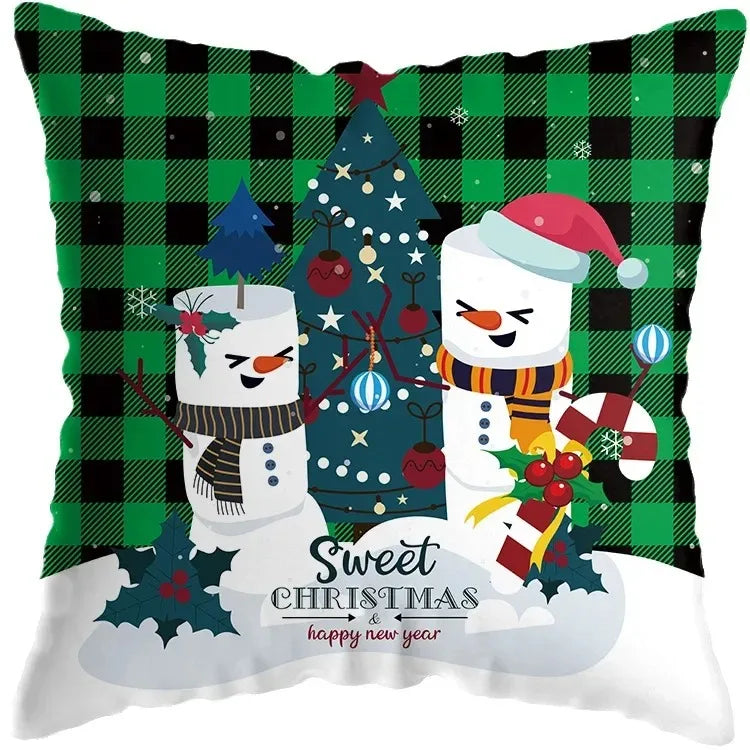Cute Santa Claus Snowman Print Pillowcase for Axyaa Christmas Party Decor