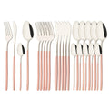 Axyaa 24-Piece Stainless Steel Cutlery Set - Black Mirror Finish