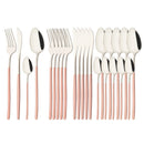 Axyaa 24-Piece Stainless Steel Cutlery Set - Black Mirror Finish