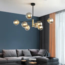 Axyaa Modern Glass Chandeliers for Dinning Room Living Room Bedroom, Golden/Black Lamps