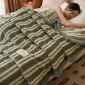 Axyaa King Size Plaid Coral Fleece Blanket Set for Autumn Winter Luxe Comfort