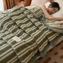 Axyaa King Size Plaid Coral Fleece Blanket Set for Autumn Winter Luxe Comfort