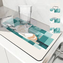 Watercolor Dog Drying Mat by Axyaa - Absorbent Kitchen Draining Pad for Faucet