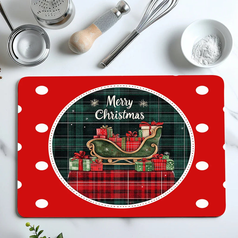 Axyaa Christmas Drain Pad: Non-slip, Heat Resistant Tableware Drying Mat for Kitchen Counter