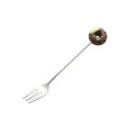 Axyaa Cartoon Donut Dessert Spoon Fork Set - 304 Stainless Steel Mini Tableware