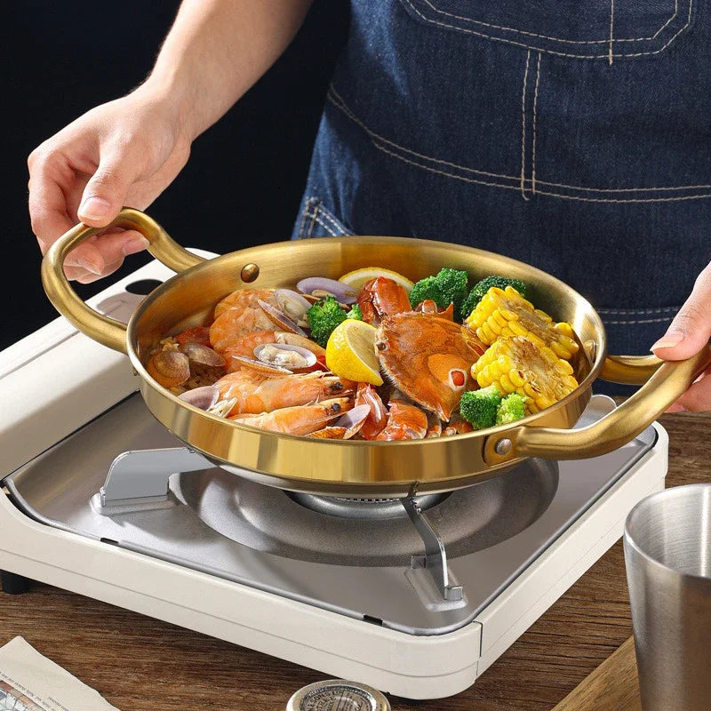 Axya Golden Army Hotpot: Thickened Double Ear Frying Pan Rice Pot & Seafood Dry Pot