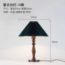 Axyaa Retro Walnut Desk Lamp with Pleated Shade