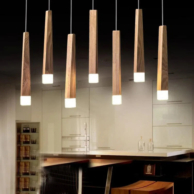 Nordic Wood Stick Pendant Light by Axyaa: Modern, Simple, Natural Design for Kitchen, Living Room