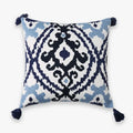 Axyaa Bohemian Tufted Lumbar Pillow Cover with Geometric Floral Embroidery & Pompom Tassels