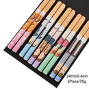 Axyaa Bamboo Sushi Chopsticks Set - Non-slip Retro Style Tableware