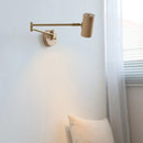 Axyaa Japanese Walnut LED Wall Lamp, Swing Arm Light for Bedroom and Study