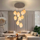 Axyaa Magnolia LED Chandelier for Duplex Living Room, Elegant Villa Pendant Light