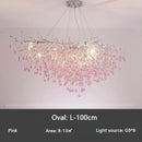 Axyaa Pink Crystal Chandelier Raindrop Pendant Light for Modern Home Decor