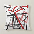 Axyaa Retro Geometric Lines Pillow Cover Set — Red & Black, Sofa Decor & Home Accent