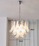 Axyaa Murano Glass Petal Shade Chandelier - White Pink Pendant Light