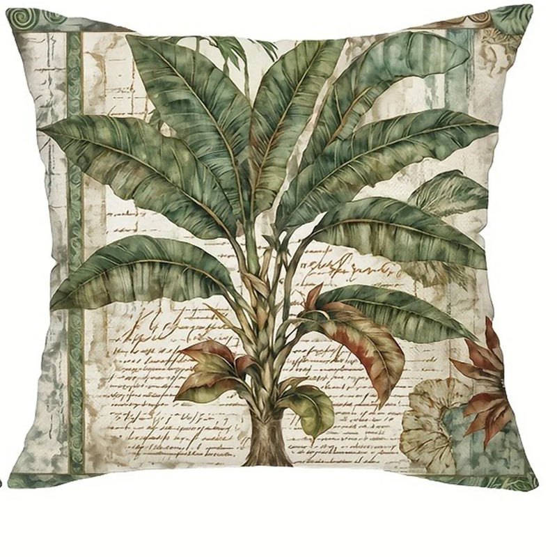 Axyaa Retro Tropical Plant Leaf Tree Print Pillowcase for Home Room Decoration
