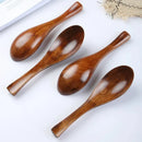 Axyaa Solid Wood Short Dinner Spoons Set - Handmade Japanese Wooden Tableware