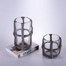 Axyaa Glass Vase Stripe Cross Binding Flower Arrangement Terrarium Decor