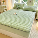 Axyaa Velvet Quilted Fitted Sheet, Thick Mattress Cover Protector, 180*200cm