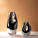 Axyaa Silver Geometric Arc Glass Vase for Home Decor and Flower Arrangements