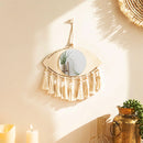 Axyaa Evil Eye Wood Mirror with Tassels: Boho Home Wall Decor & Gift
