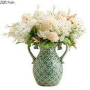 Axyaa Ancient Coins Relief Vase Ceramic Decor for Stylish Floral Arrangements