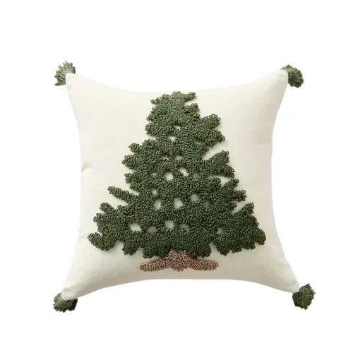Axyaa Christmas Tufted Cushion Cover with Tassel Pillowcase, Holiday Decor 45x45/30x50cm