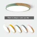 Axyaa Solid Wood Round LED Ceiling Lamp for Bedroom and Living Room