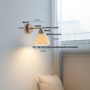 Axyaa Wood Canopy LED Wall Lights Amber Glass Sconce Nordic Modern Bedside Lamp