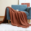 Nordic Knit Throw Blanket with Tassels by Axyaa - Cozy Farmhouse Gift Blanket