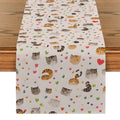Axyaa Polka Dot Cat Abstract Table Runner for Kitchen Dining Party Decor