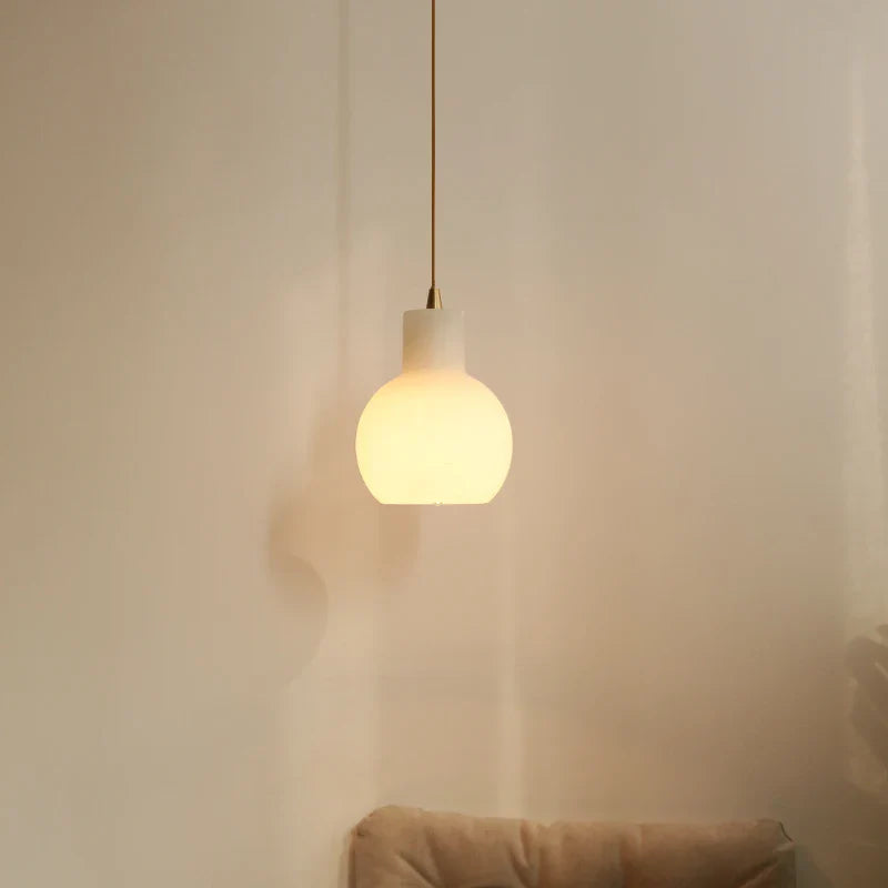 Axyaa White Marble LED Pendant Light: Modern Japanese Style for Bathroom, Restaurant, Hotel Room