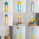 Axyaa Stained Glass Pendant Lamps LED Bar Restaurant Creative Bedside Light Fixtures