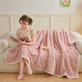 Axyaa Cozy Bear Pattern Fleece Blanket for Sofa Bed, Spring/Autumn Soft Plush Throw