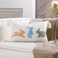Axyaa Bunny Rabbit Floral Embroidery Pillow Cover, Soft Canvas Texture, Easter Home Decor