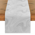 Pink Champagne Gold Textured Table Runner by Axyaa: Elegant Grey Marble Design for Stylish Tables